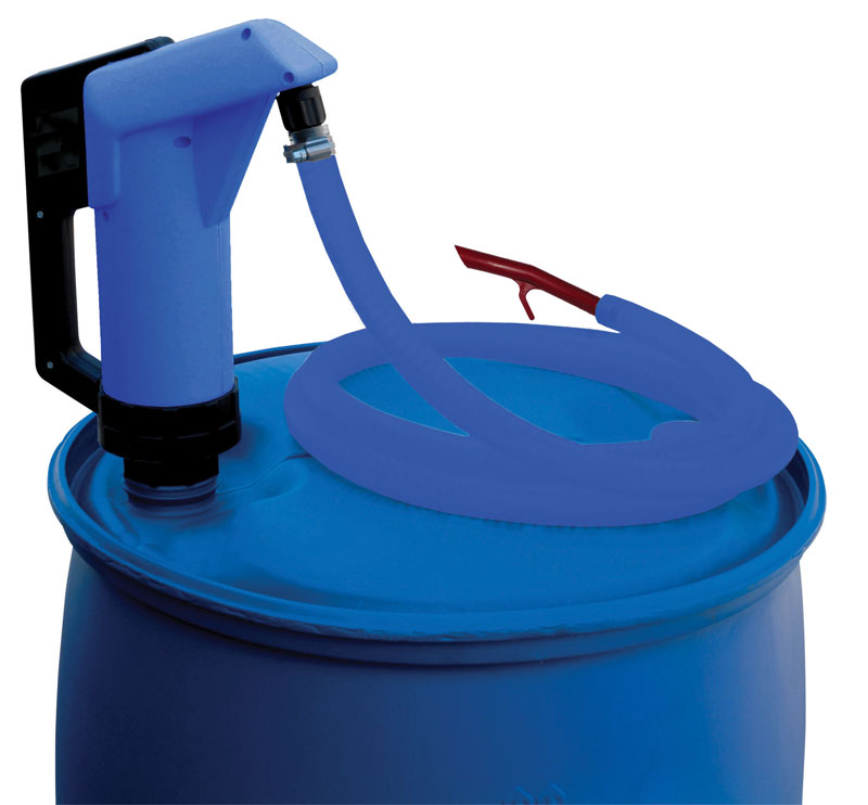 Piston hand pump-blue hose-red spout